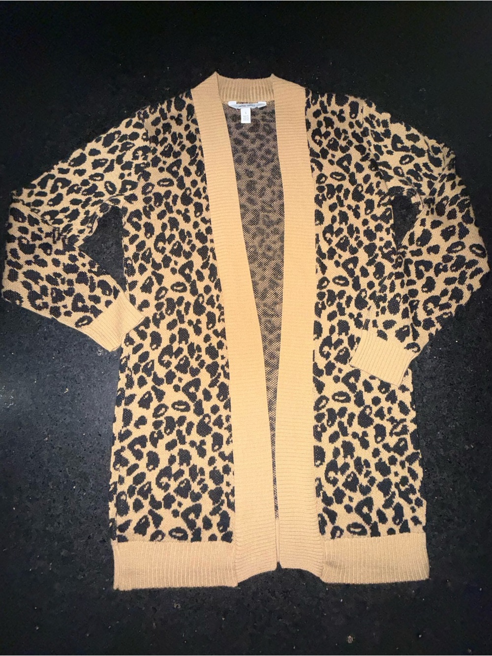 UEC Nine West Leopard Print Open-Front Cardigan in Camel & Black SZ SMALL - Picture 4 of 11